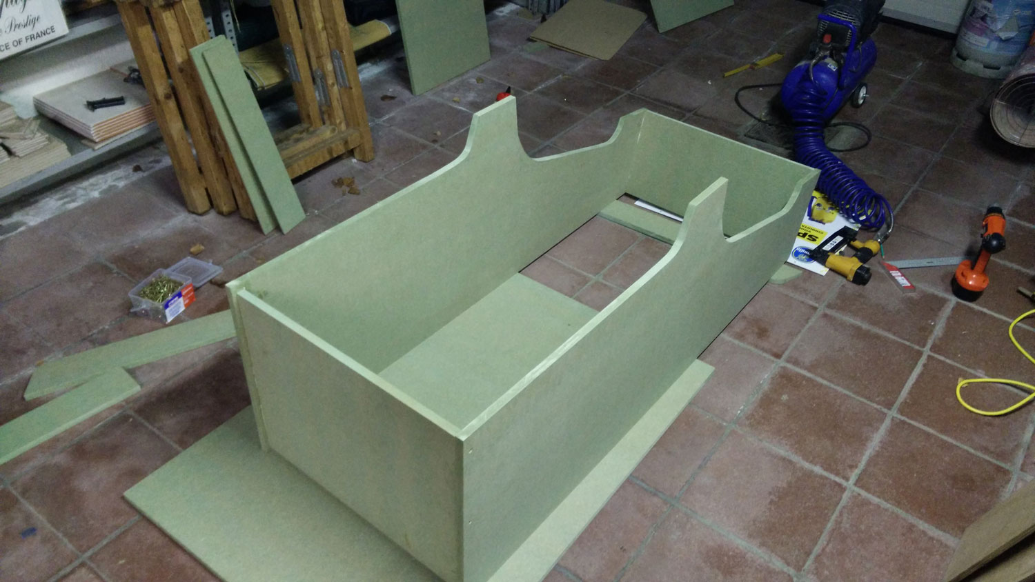 arcade cabinet being built
