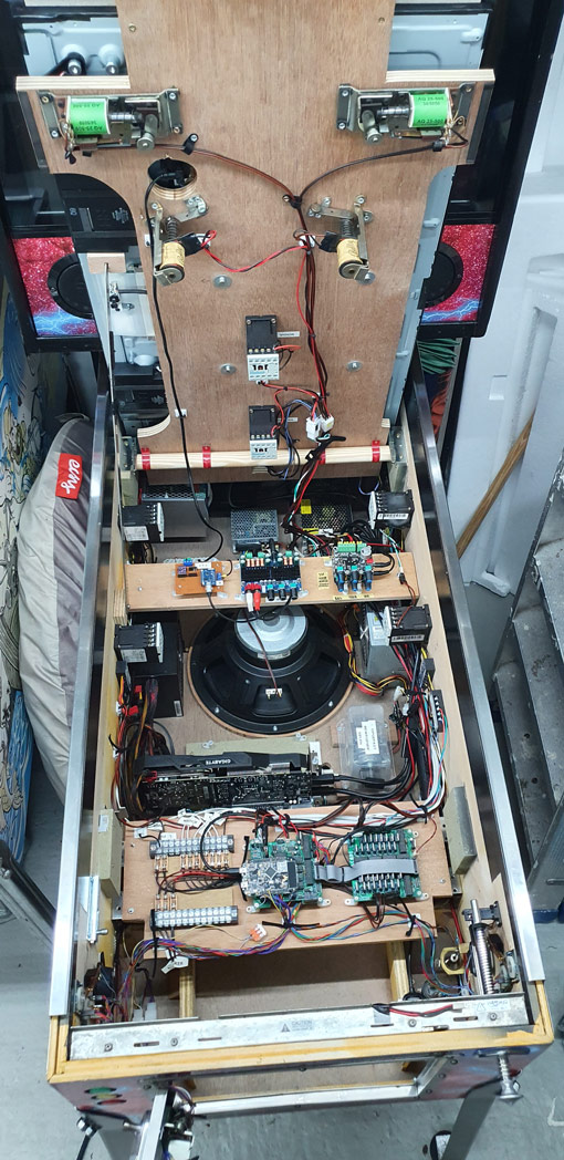the insides of the virtual pin, showing lots of electronics
